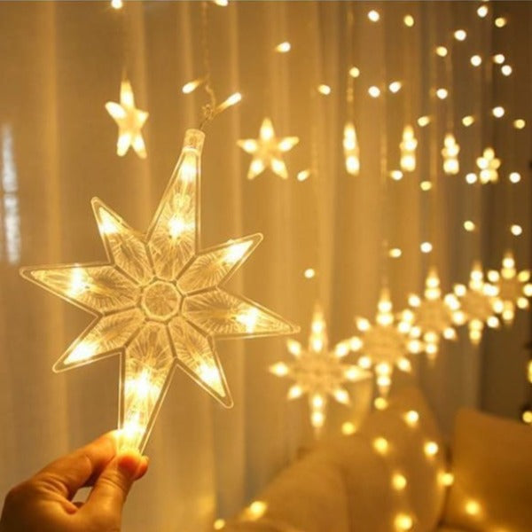 Guirlande lumineux rideau d'étoiles flocons – Le rêve de Noël