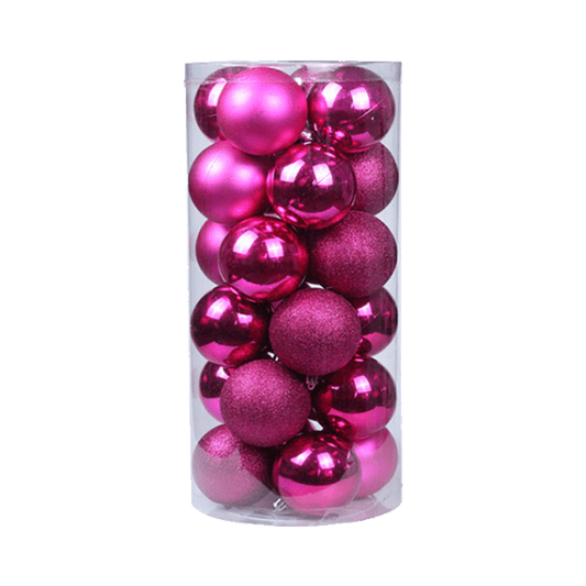 Lot de boules de Noël standard - Rose foncé