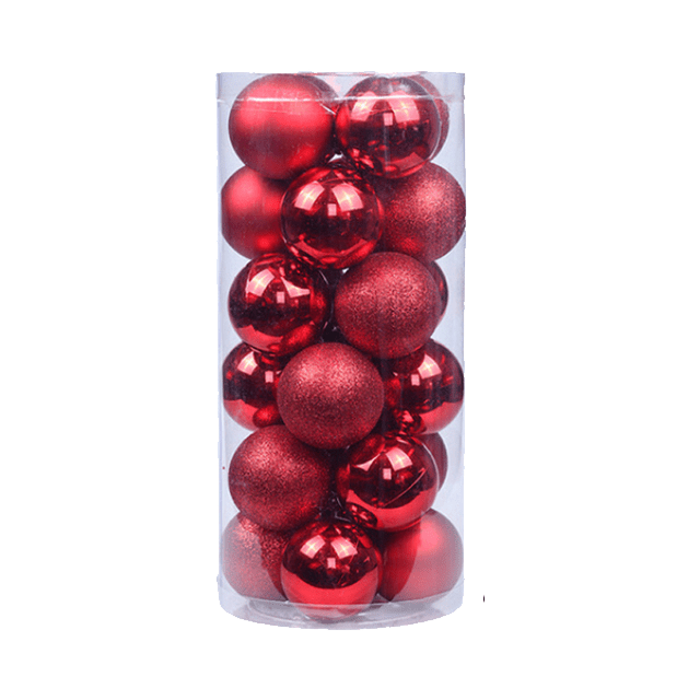 Lot de 24 boules de Noël standard - Rouge