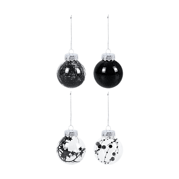 Lot de 24 boules création 6cm - Noir - Décorations de Noël