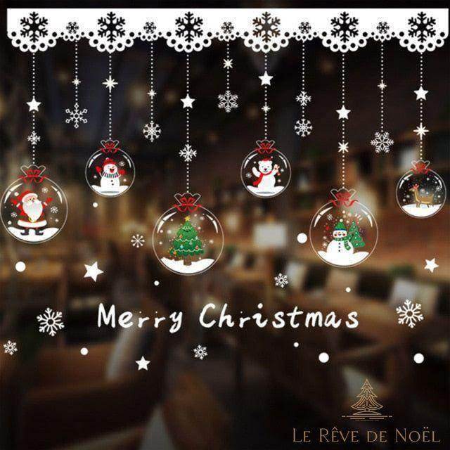 Stickers de Noël - Vitrine enneigée