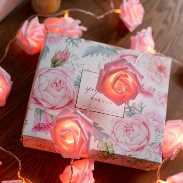 Guirlande lumineuse - motif roses roses