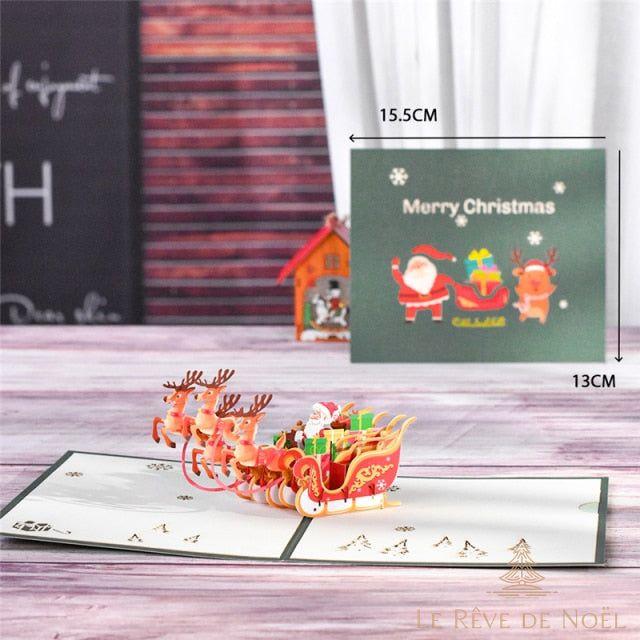 Carte De Noël 3D - Père Noël et ses rennes