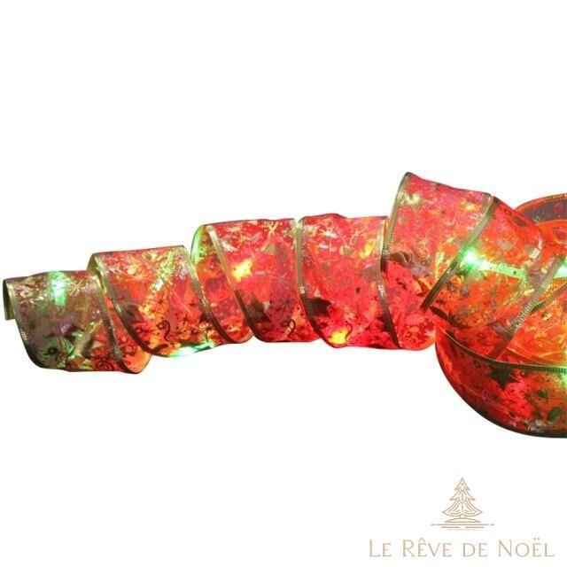 Ruban illuminé guirlande de Noël - Rouge