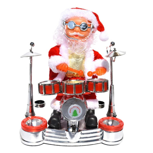 Automate Père Noël jouant de la batterie
