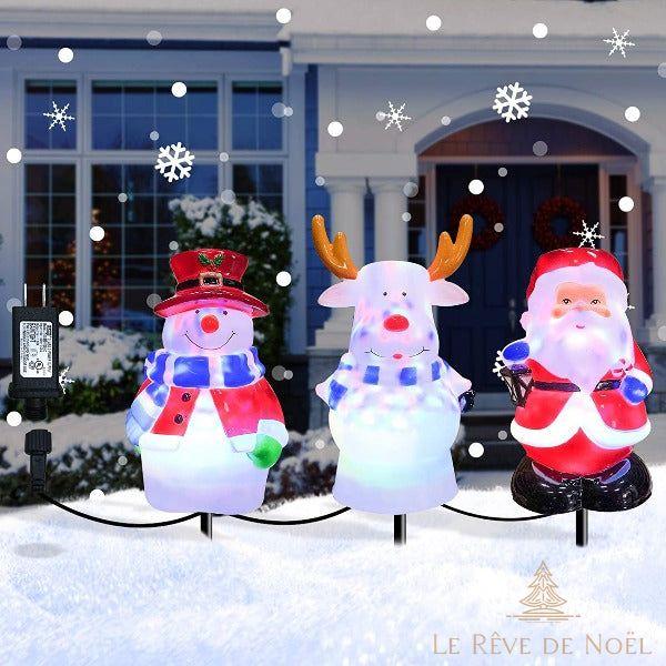 Guirlande Illumination de Noël - Bonhommes de neige, Père Noël, Renne,