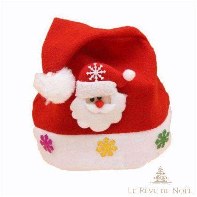 Bonnet de Noël - Papa Noël et flocons