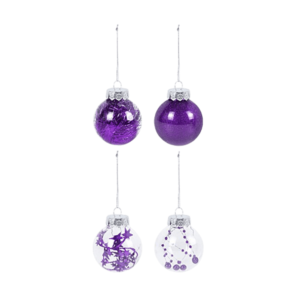 Lot de 24 boules création 6cm - Violet - Décorations de Noël